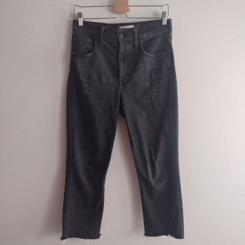 Madewell Perfect Vintage Crop Jeans 27 Black Denim w Frayed Hem